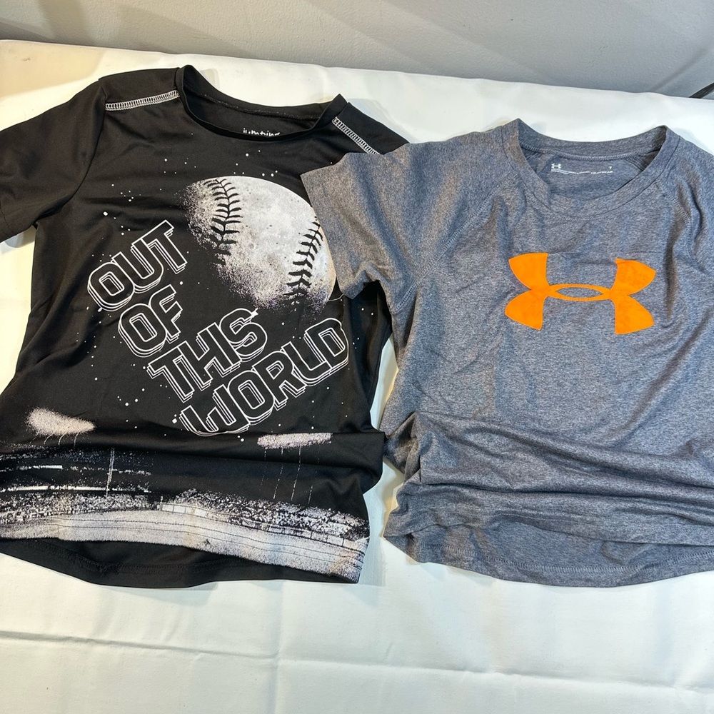 Under Armour Kids Gray Tee with Orange Logo